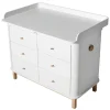 Oliver Furniture Wood Wickelkommode 6 Schubladen mit grou00dfer Wickelplatte Weiu00df/Eiche